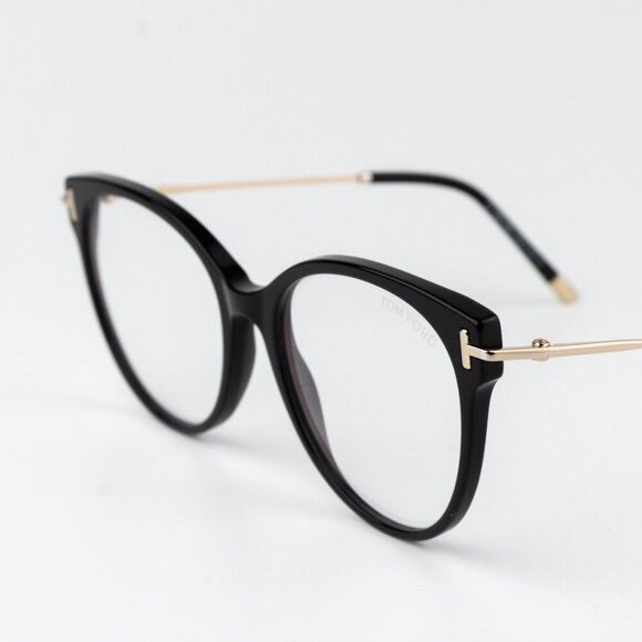 Tom Ford Women Eyeglasses Black Rose Gold Blue Light Block Round FT5770 001 NEW main image 4
